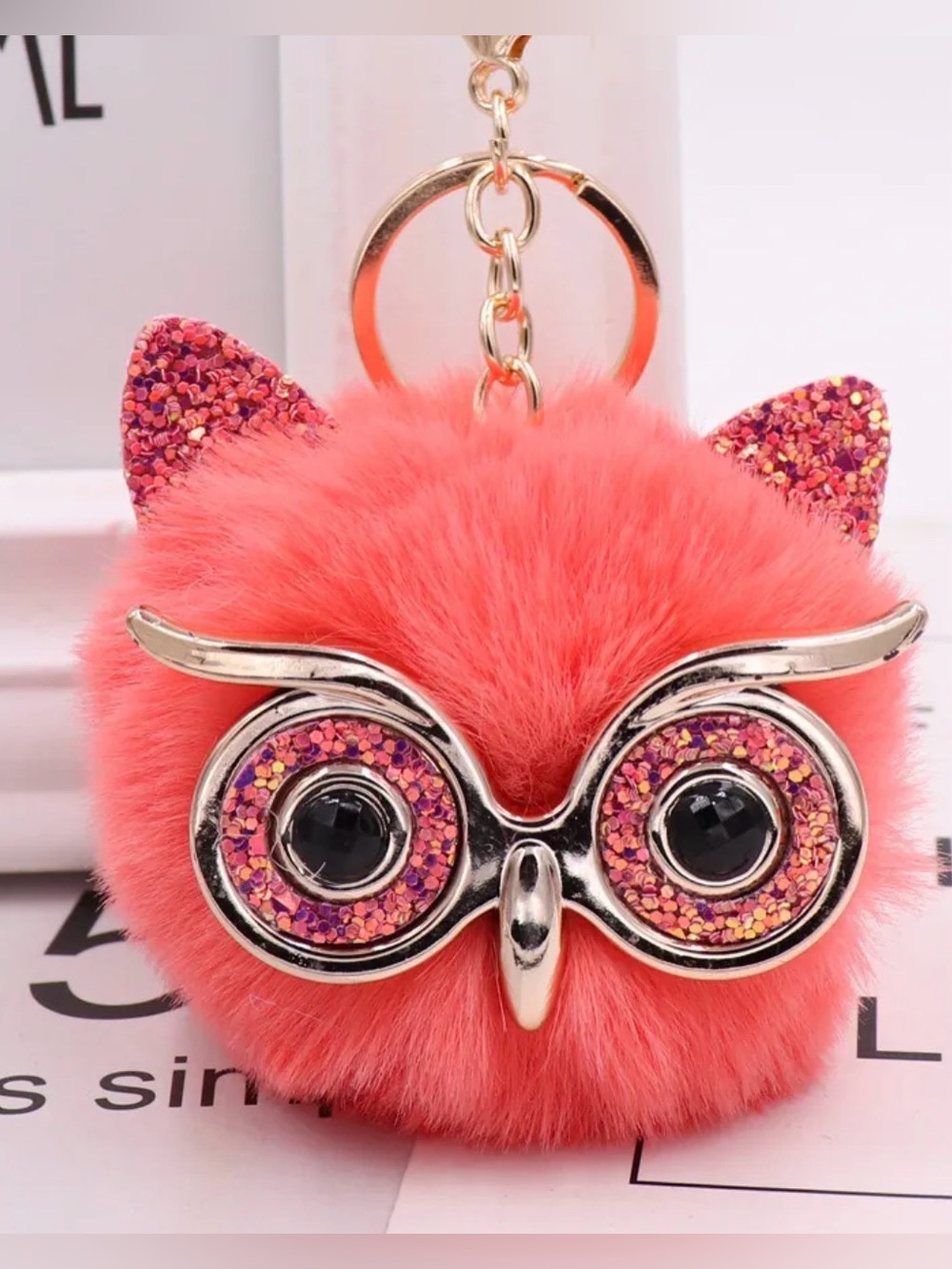 1pc Fashion Trend Owl Plush Key Chain Imitation Rabbit Hair Ball Bag Pendant - Picture 2 of 16